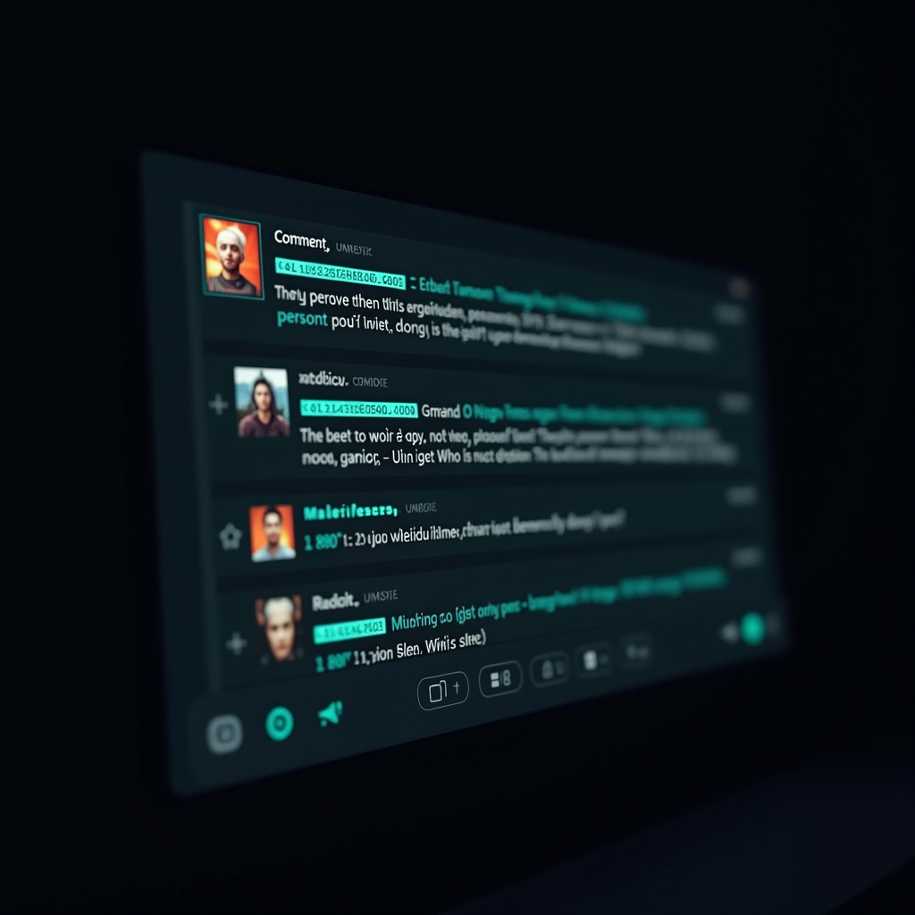Mockup of a Reddit gaming discussion thread showing multiple user comments with upvote counts, detailed personal experiences, and community engagement. Dark mode interface with teal highlights on upvoted comments and active discussion threads.