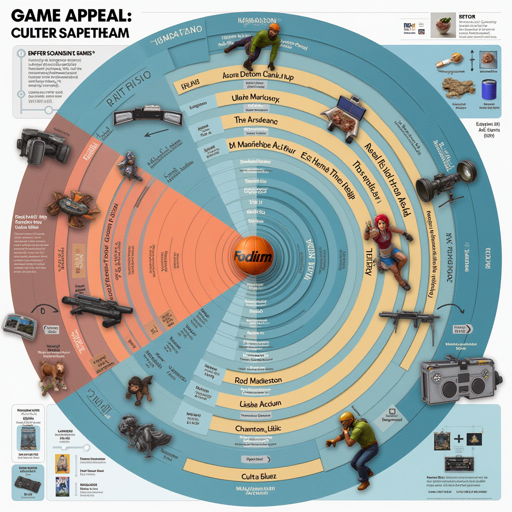 Comprehensive diagram illustrating the spectrum of game appeal from mainstream to niche, showing how cult classics occupy the specific niche space with high engagement but polarized reception, featuring player demographic data and engagement metrics